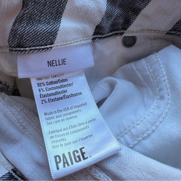 PAIGE Nellie Culotte High-Rise Wide-Leg Vertical Stripe Jeans in gray/White 29 - Picture 4 of 5